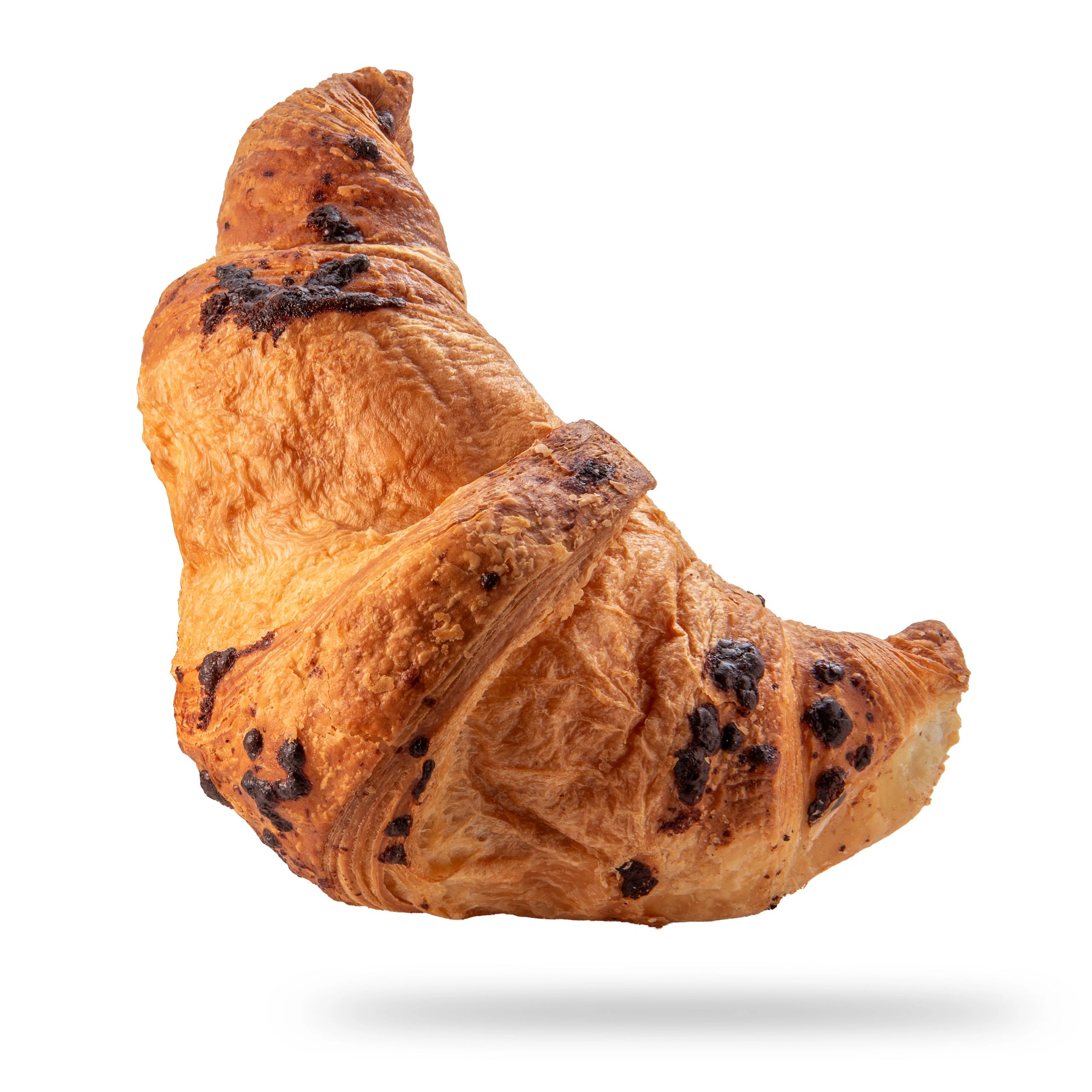Chocolate croissant on a white background